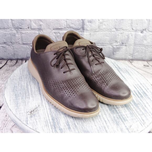 Cole Haan 2.ZeroGrand Laser Wingtip Oxford Brown Leather Men 12 Used No Box - Picture 1 of 12